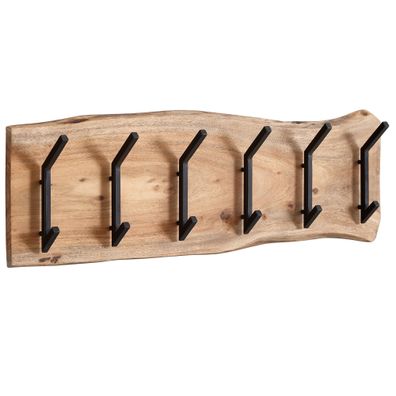 Wandgarderobe Akazie Massivholz Metall Modern 100x29x12,5cm mit Hakenleiste