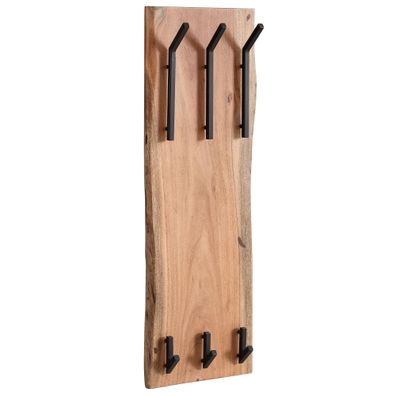 Wandgarderobe Akazie Massivholz & Metall Modern 35,5x100x11cm mit Hakenleiste