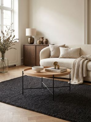 Couchtisch Holz/Metall 78x78x40cm Modernes Design, Rund Eiche