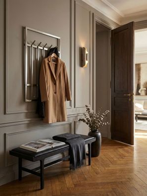 Wandgarderobe Metall Silber Modern 60x100x7,5cm Hakenleiste Wandpaneel