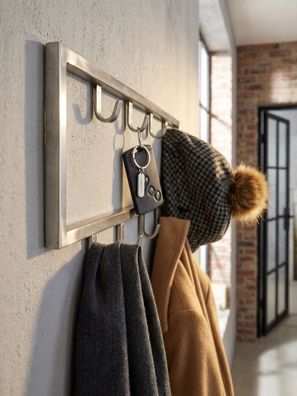 Wandgarderobe Metall Silber Modern 50x20x4cm Hakenleiste Wandpaneel