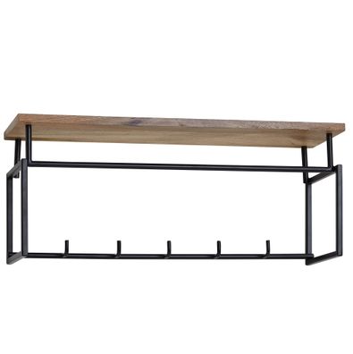 Wandgarderobe Mango Massivholz Metall Modern 71x29x20cm mit Ablage und Kleiderstange