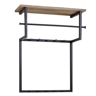 Wandgarderobe Mango Massivholz & Metall 60x76x26cm mit Haken, Ablage & Stange