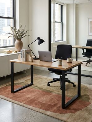 Schreibtisch - Eiche-Dekor/Schwarz, 120x60x76cm, Metallbeine, Homeoffice
