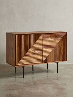 Sideboard - Massivholz/Metall, 100x71x40cm, 2 Türen, modern