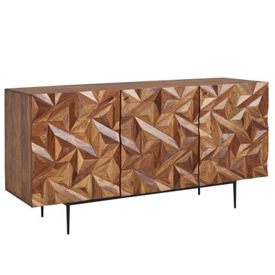 Sideboard - Massivholz/Metall, 144x72x47cm, 3 Türen, modern