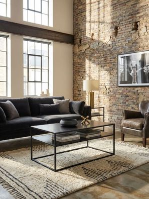 Couchtisch Schwarz Metall Industrial 100x60x45cm mit Stauraum