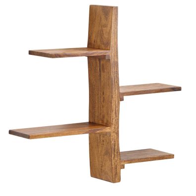 Wandregal Massivholz Modern Stil 58x60x15cm Baumform Schwebend