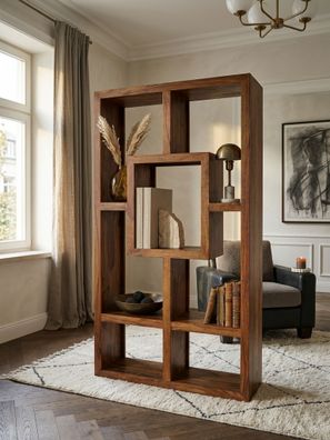 Bücherregal - Naturholz, 90x180cm, Massiv, Ablagefächer, Landhausstil