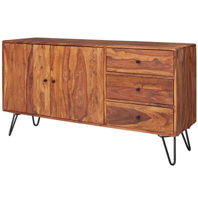 Sideboard - Massivholz, 145x75x40cm, Landhausstil, 3 Schubladen, 2 Türen