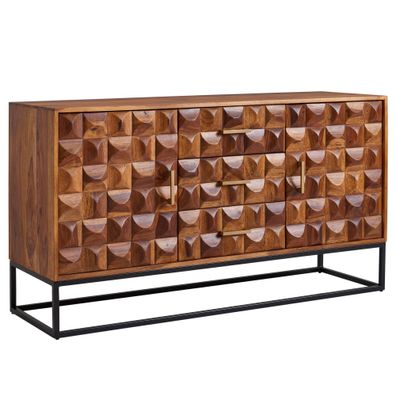 Sideboard - Mango Massivholz/Metall, 145x81x45cm, 2 Türen, mit Schubladen