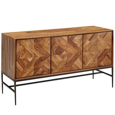 Sideboard - Mango Massivholz/Metall, 123x70x45cm, mit Türen
