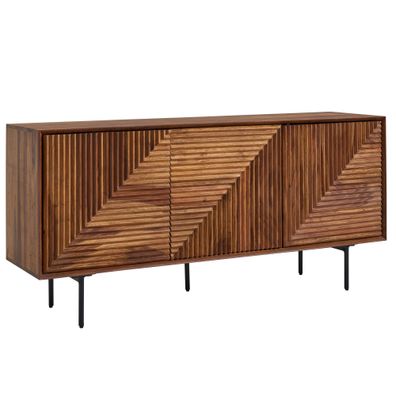 Sideboard - Massivholz/Metall, 148x72x40cm, 3 Türen, modern