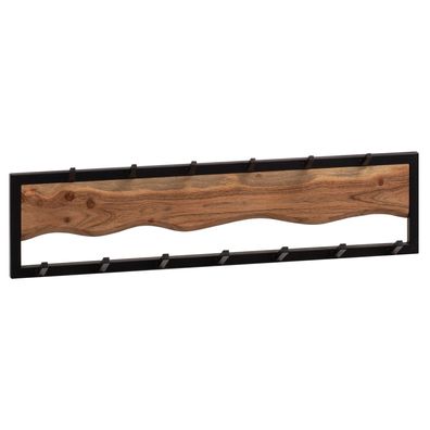 Wandgarderobe Akazie Massivholz Metall Modern 80x20x8cm mit Wellenmuster