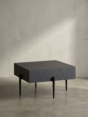 Couchtisch Quadratisch Anthrazit Steinoptik Metall 64x64x35cm Modern Massiv