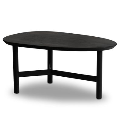 Couchtisch Mango Massivholz in Schwarz, Nierenform, 86x50x37cm