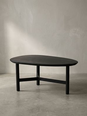 Couchtisch Mango Massivholz in Schwarz, Nierenform, 86x50x37cm