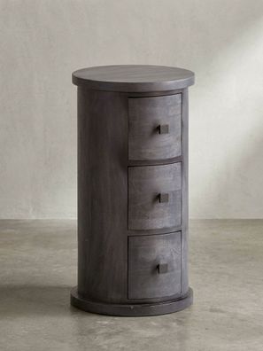 Sideboard - Mango Massivholz, 34x65x34cm, 3 Schubladen, schmal, schwarz