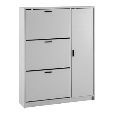 Schuhschrank - Weiß, 90x120x24cm, Schuhkipper geschlossen, mit Ablage