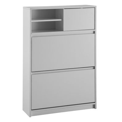 Schuhschrank - Weiß, 71x110x24cm, Schuhkipper geschlossen, mit Ablage