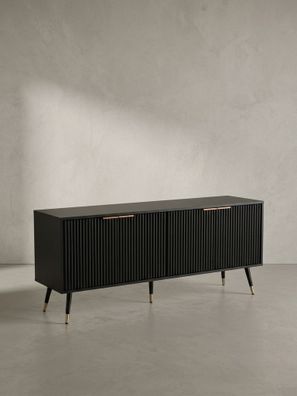 Lowboard Schwarz Eiche-Dekor Modern Stil 150x60x39cm mit Türen