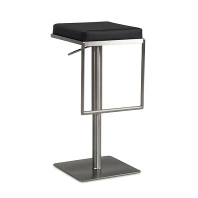 Barhocker Kunstleder Edelstahl höhenverstellbar drehbar gepolstert Schwarz Modern