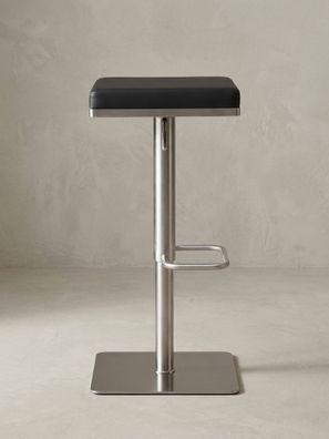 Barhocker gepolstert Schwarz Sitzhöhe 53-82 cm drehbar Gestell Edelstahl