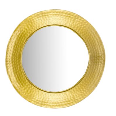 Wandspiegel Rund Metall Gold 60cm Hammerschlag-Optik