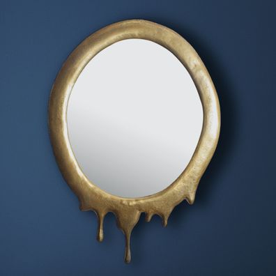 Wandspiegel Oval Metall Gold 50x71cm Modern