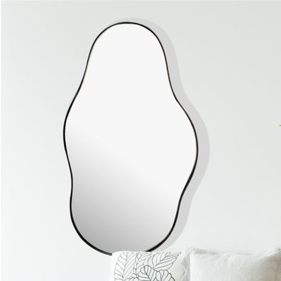 Wandspiegel Asymmetrisch Metall Schwarz 40x80cm Moderner Rahmen