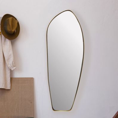 Wandspiegel Asymmetrisch Metall Gold 33x90cm Modern