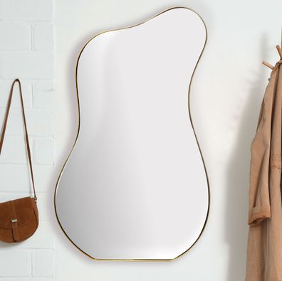 Wandspiegel Asymmetrisch Metall Gold 60x100cm Moderner Rahmen