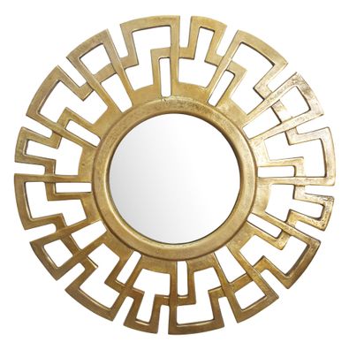 Wandspiegel Rund Metall Gold 60cm Art déco Stil