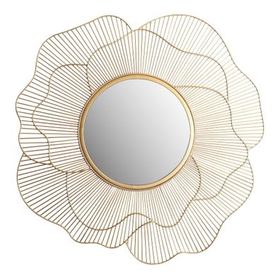Wandspiegel Rund Metall Gold 77cm Blütenform