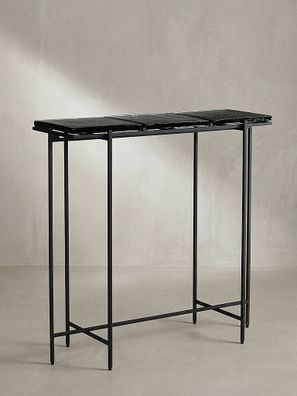 Konsolentisch Schwarz/Glas 90x29x85cm, Metallgestell, abnehmbare Tischplatten