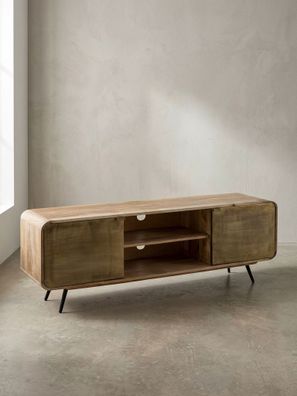 Lowboard Mango Massivholz Modern Stil 160x55x41cm mit punzierten Türen