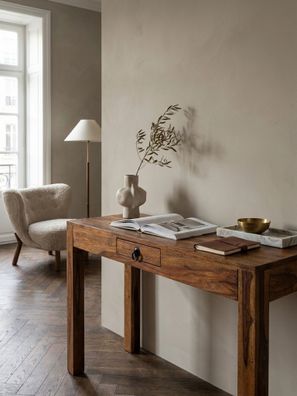 Schreibtisch - Massivholz, 118x40x76cm, Schublade, platzsparend