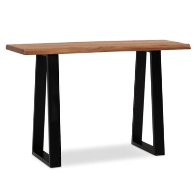 Schreibtisch - Akazie/Metall, 118x41x76,5cm, Baumkante, schmal