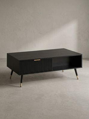 Couchtisch Schwarz Eiche-Dekor mit Stauraum 110x60x43cm Metallbeine