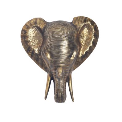 Wanddeko Elefant Aluminium goldfarben 41cm im afrikanischen Stil