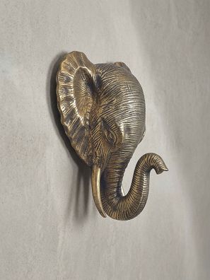 Wanddeko Elefant Aluminium goldfarben 41cm im afrikanischen Stil