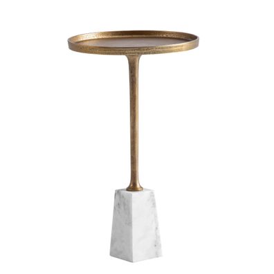 Beistelltisch - Rund Marmor Weiß Gold Metall 34x34x58cm