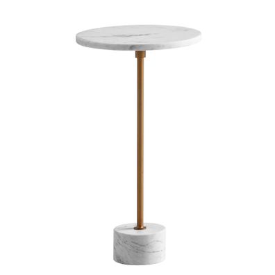Beistelltisch - Rund Echter Marmor Weiß Gold 30x30x55,5cm