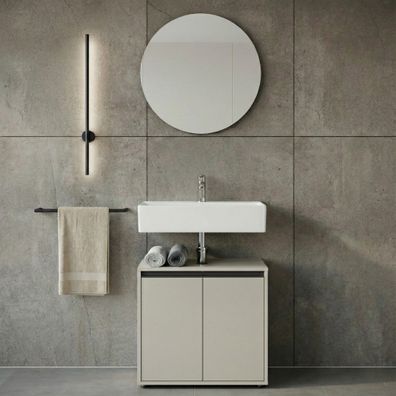 Badmöbel-Set Hamburg 2-teilig, Unterschrank & runder Spiegel, Gesamtbreite 60 cm