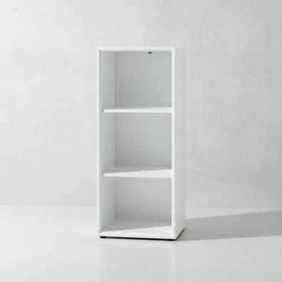 Aktenregal Muenchen mit 3 Ordnerhöhen, Glasauflage, schmal, 50x120x37 cm