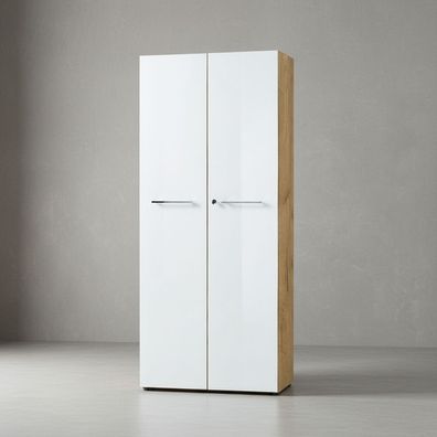 Aktenschrank Muenchen mit Glasfront, 5 Ordnerhöhen, abschließbar, 80x196x37 cm