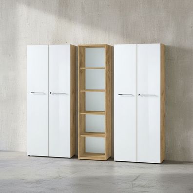 Büro-Set Muenchen 3-teilig, 2 Aktenschränke & Regal, Glasfront, Gesamtbreite 240 cm
