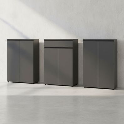 Büro-Set Stuttgart 3-teilig Aktenschrankwand Soft-Close Graphit - Kadima Design