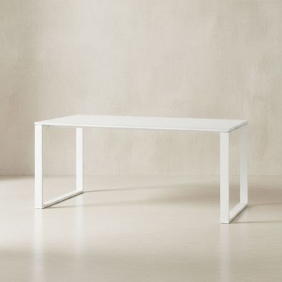 Schreibtisch Muenchen Glasplatte & Kufengestell Weiß - Kadima Design