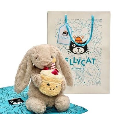Original JellyCat Hase Bashful Beige Bunny Birthday Plüschtier Kuscheltier Stofftier